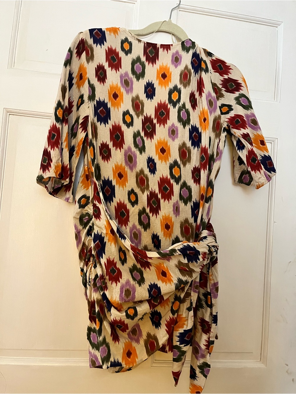 Colorful print linen wrap shirt - Picture 2 of 4
